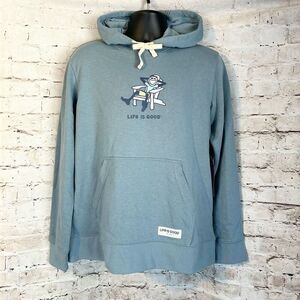 Life Is Good Adirondack Jake French Terry Lightweight Hoodie Blue NWT Small
